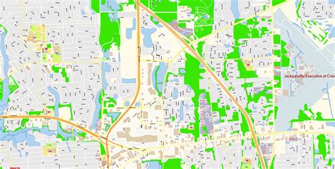 Jacksonville Map Vector Florida Exact City Plan Detailed Street Map