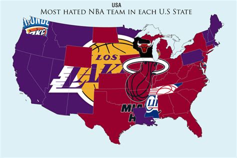 Maps Of The Usa Showing Most Hated Teams In Each State For