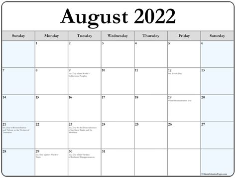 Free Printable August August 2022 Calendar Printable Calendar 2021