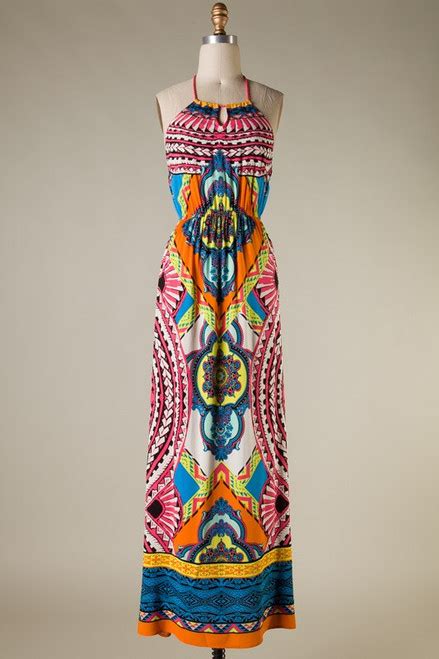 Tribal Print Halter Top Maxi Dress Out Of My Kloset Boutique