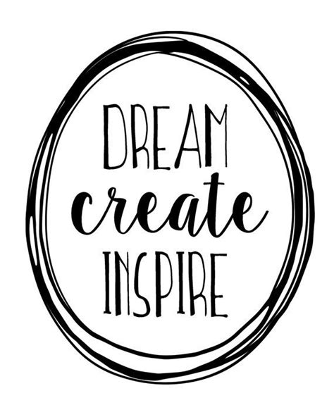 Dream Create Inspire Monochrome By Blossombloomdesign On Etsy