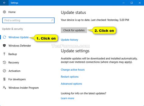 Check For And Install Windows Update In Windows 10 Tutorials