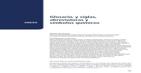 Glosario Y Siglas Abreviaturas Y Anexo Símbolos Químicos · 123