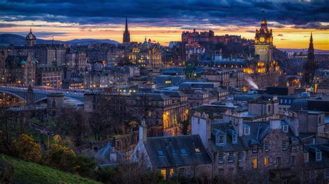 Edinburgh Scotland City Buildings During Sunset Hd City Wallpapers Hd