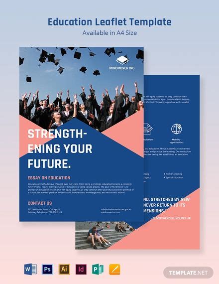 Education Leaflet Template Word Psd Indesign Apple Pages