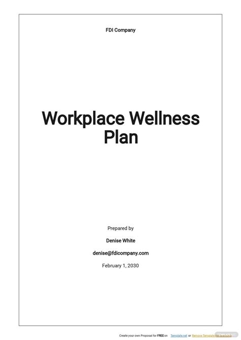 employee wellness plan template