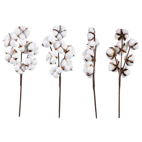 cotton stems 4 pack cotton flowers 7 balls per stem farmhouse style display vase filler