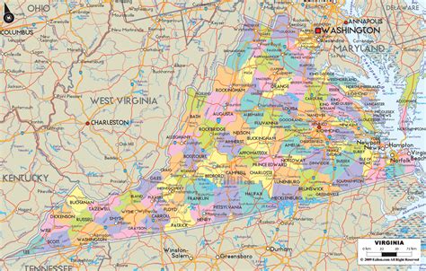 Political Map Of Virginia Ezilon Maps