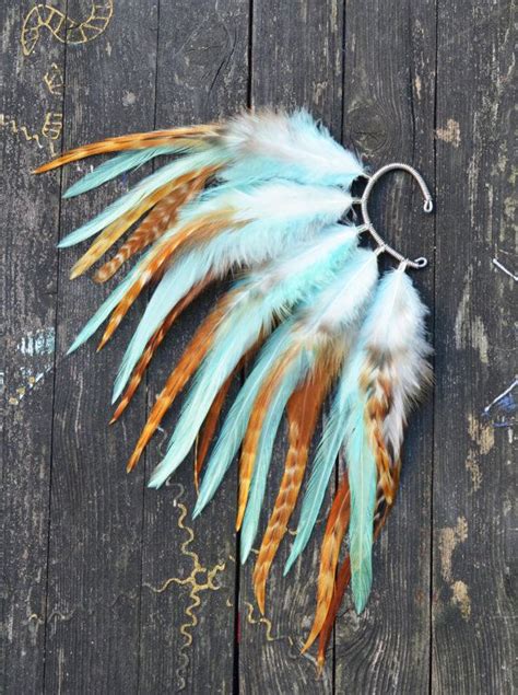 Feather Ear Cuff Autumn Sky Feather Feather Jewelry Ear