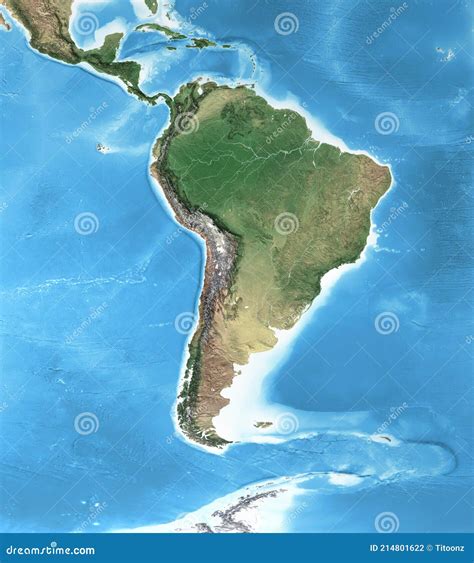High Resolution Detailed Map Of South America Stock Illustration