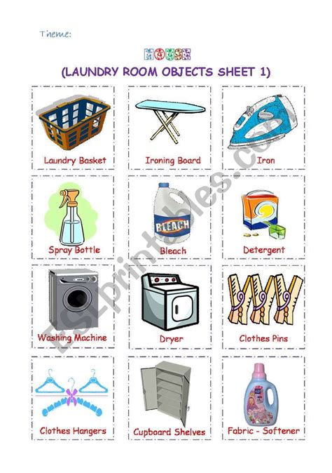 Laundry Room Objects Esl Worksheet By Leilaftouni