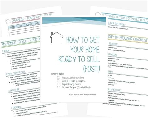 Get Your House Ready To Sell Free Printable Checklist Things To