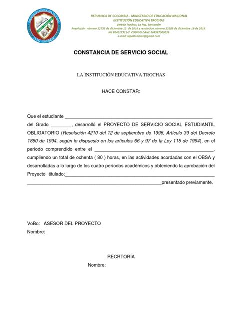 Constancia De Servicio Social V3 Pdf