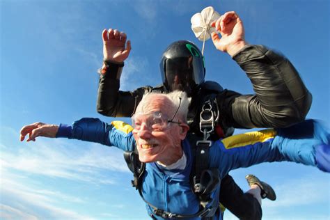 Daredevil Grandpa 100 Year Old Man Jumps From Plane For