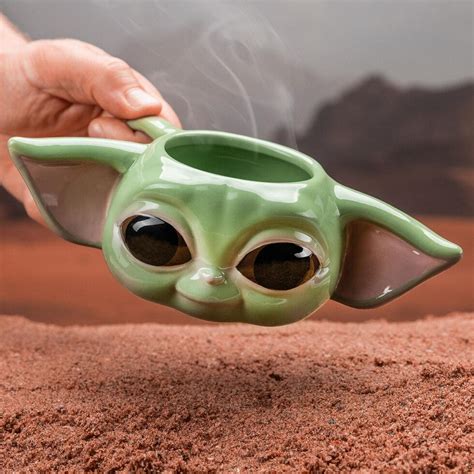 An Adorable 3d Baby Yoda Head Ceramic Mug