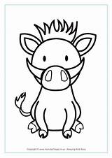 Warthog Colouring Coloring Pages African Animal Printable Color Getcolorings Activityvillage Animals Activity Village Explore sketch template