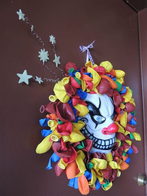 Reduced Evil Clown Wreath For Front Door Creepy Clown Etsy Clowns