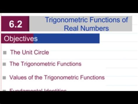 Math 002 Section 6 2 Trigonometric Functions Of Real Numbers YouTube
