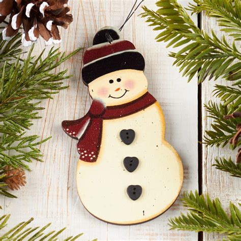 Primitive Wood Snowman Ornament Christmas Ornaments Christmas And