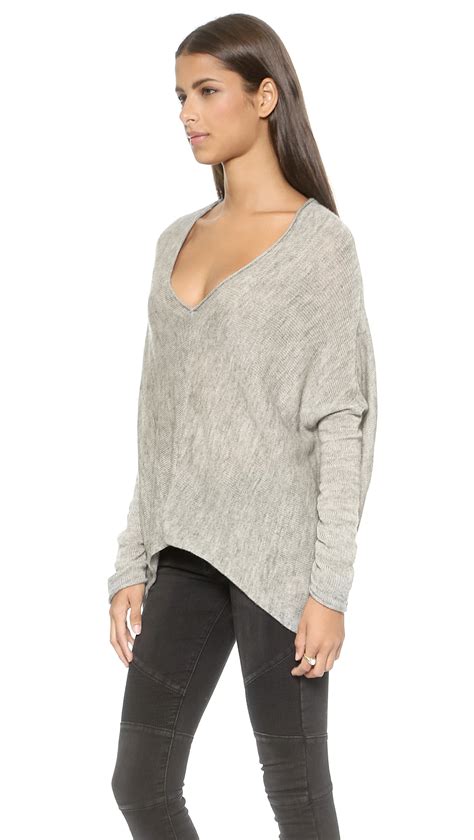Lyst Free People Sadie V Pullover Sweater Heather Grey In Gray