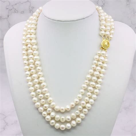 Min Order1 3rows 7 8mm 8 9mm White Akoya Cultured Pearl Necklace Rope