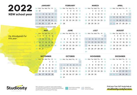 School Terms And Public Holiday Dates For Nsw In 2022 Studiosity