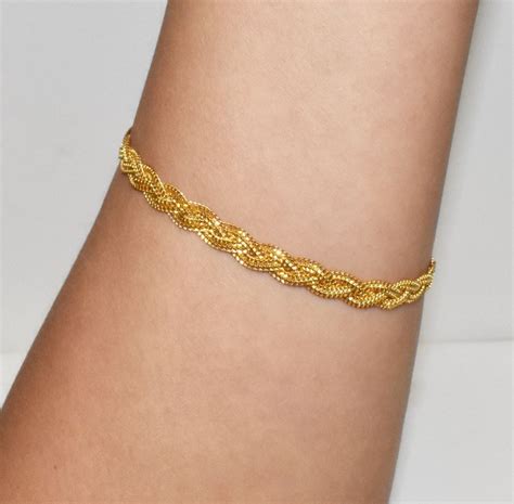 luxury yellow gold womens bracelet 21k wheat link