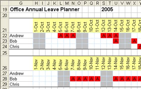 annual leave plan template excel  printable schedule