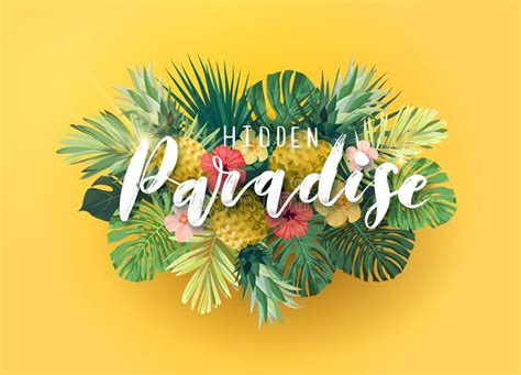 Green And Yellow Summer Tropical Background With Exotic Monstera Palm