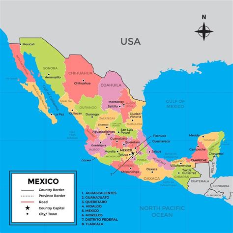 Detallado Mexico Mapa Con Provincia 19704625 Vector En Vecteezy