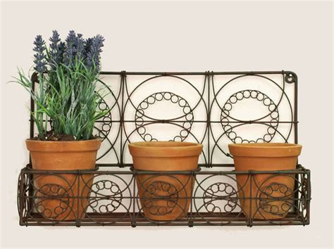 Green Rust Metal Wall Planter With Three Pots Outdoor Decor