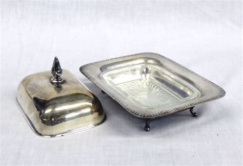 Sheffield Silverplate Holloware Footed Butter Dish