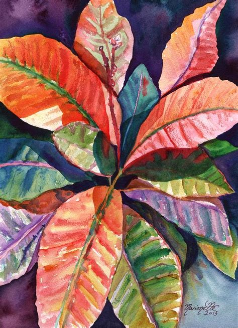 Colorful Tropical Leaves 1 Painting By Marionette Taboniar Fine Art