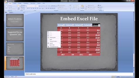 Powerpoint Embed Excel Spreadsheet Into Slides Youtube