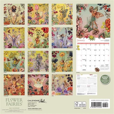 Carousel Calendars Flower Fairies 2024 Wall Calendar Ebay