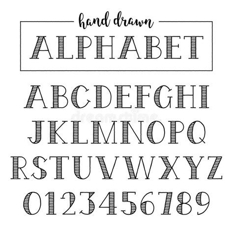 Full Alphabet Hand Drawn Serif Typography Stock Vector Illustration