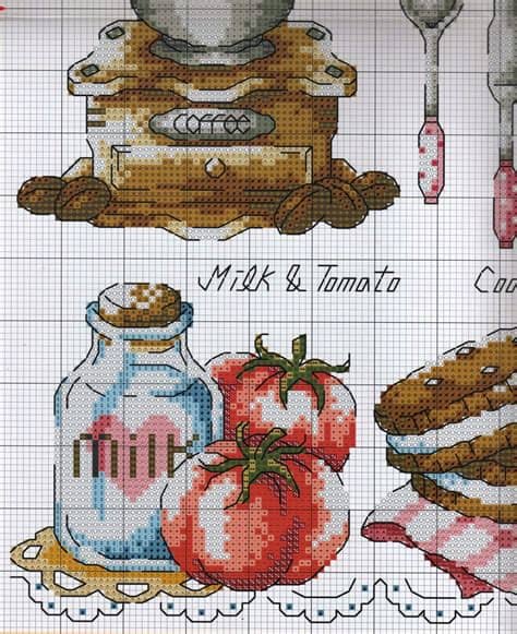 Algo que distingue al punto de cruz es su versatilidad de esquemas y dibujos en multitud de tejidos. GRAFICOS PUNTO DE CRUZ GRATIS : COCINA(48)
