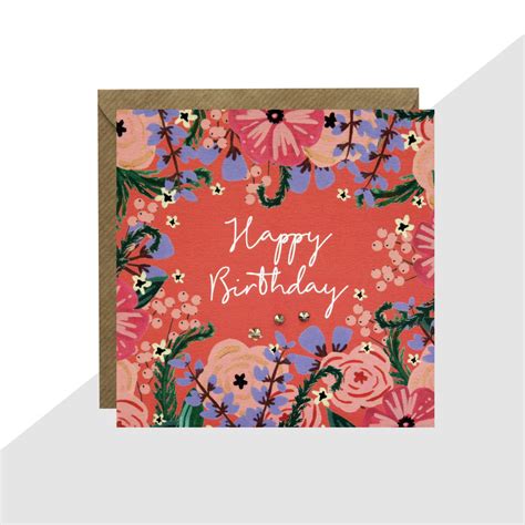 Happy Birthday Floral Mini Card By Lottie Simpson