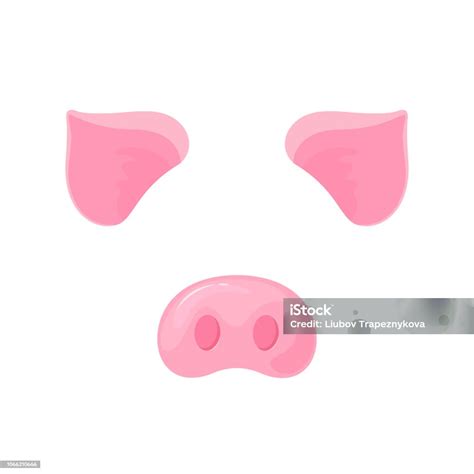 Pigs Snout And Ears Carnival Mask For The New Year 2019 On A White
