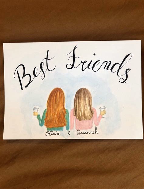 Customizable Best Friend Watercolor Painting Etsy In 2021 Best