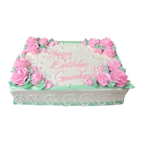 Customize Online Your Birthday Cake With Pink Roses On White