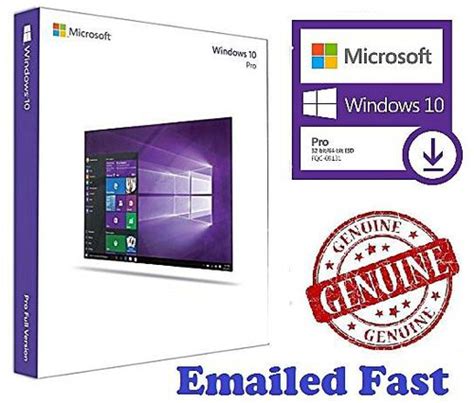 Microsoft Windows 10 Pro Professional Product Code 32 64bit Genuine
