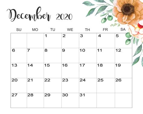 15 Cute December Calendar 2020 Floral Wallpaper For Desktop Iphone