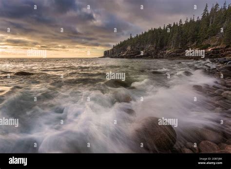 Otter Cliffs At Sunrise From Boulder Beach Acadia National Park Maine