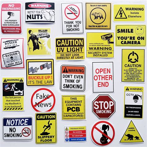 Buy 50Pcs Funny Caution Sticker Prank Warning Decal Joke Danger
