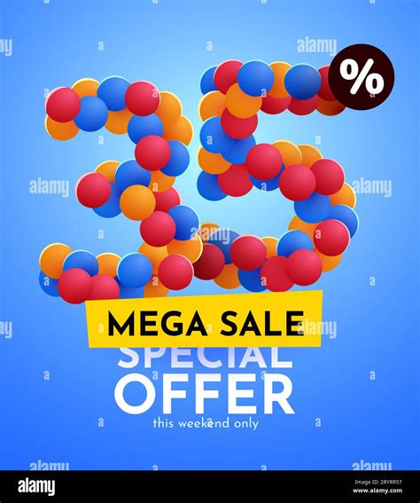 35 Percent Off Discount Creative Composition Mega Sale Vector