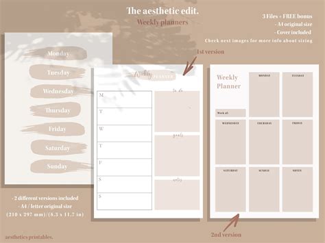 Weekly Printable Planner The Aesthetic Edit A4 Original Etsy