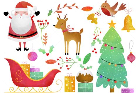 Watercolor Christmas Clip Art By ClipArtisan TheHungryJPEG