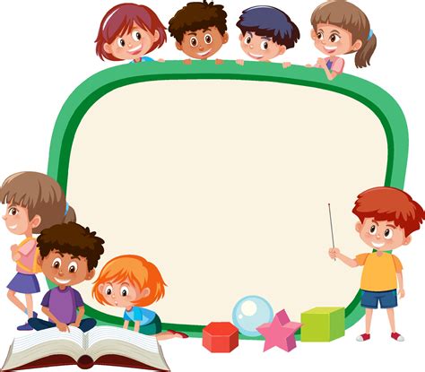 Empty Board With Many School Kids Cartoon Character 3253090 Vector Art