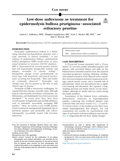 Pdf Low Dose Naltrexone As Treatment For Epidermolysis Bullosa